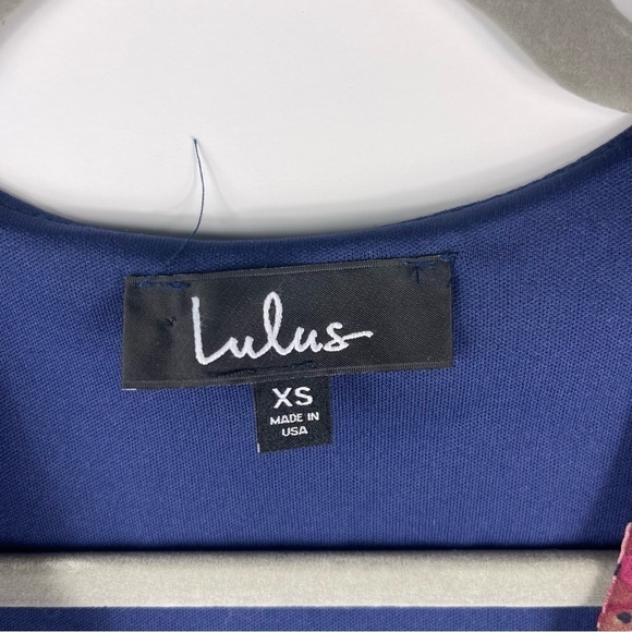 LULUS Pretty Pretender Navy Floral Wrap Dress Long Sleeve Dress WOMENS XS - Picture 10 of 10